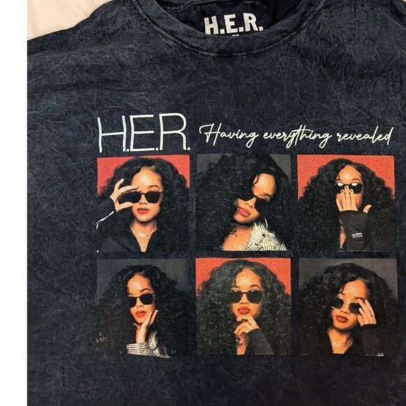 H.E.R. "Having Everything Revealed" Distressed T-Shirt - Picture 2 of 4